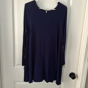 Blue pocketed swing dress